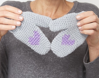 Kid's Heart Mittens | Crochet Pattern |  Crochet Heart Mittens | Crochet Gloves | Hand Warmers | Wrist Warmer