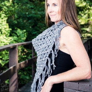 Triangle Scarf Crochet Pattern Fringe Scarf Crochet Pattern Easy Crochet Pattern Crochet Cowl Neck Warmer PDF Pattern image 3