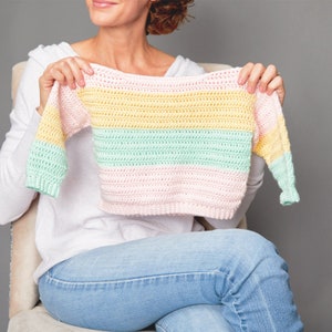 Children&#39;s Pastel Stripes Sweater Crochet Pattern | Crochet Stripes Sweater | Crochet Sweater Pattern | Sweater Pattern | PDF Pattern