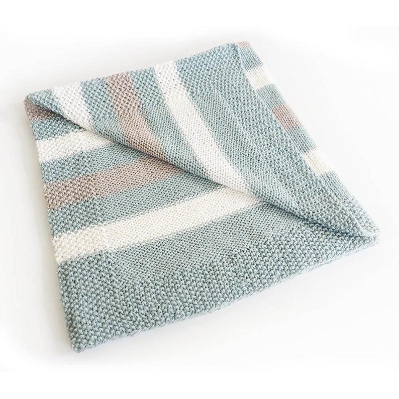 Easy Striped Baby Blanket Knitting Pattern Baby Blanket Etsy