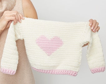 Children's Heart Sweater Crochet Pattern | Crochet Heart Sweater | Crochet Sweater Pattern | Sweater Pattern | PDF Pattern