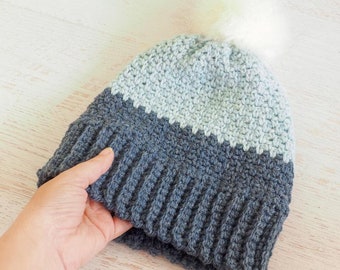 Crochet Hat Pattern | Moss Stitch Beanie Crochet Hat Pattern | Crochet Beanie Pattern | Crochet Beanie Hats Pattern | PDF Pattern