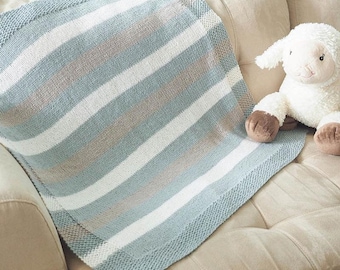 Easy Striped Baby Blanket Knitting Pattern | Baby Blanket Knitting Pattern | Nursery Decor | Cute Knit Blanket | PDF Pattern
