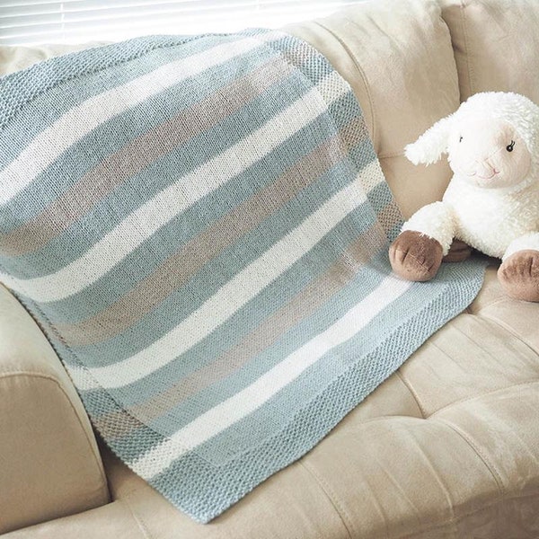 Easy Striped Baby Blanket Knitting Pattern | Baby Blanket Knitting Pattern | Nursery Decor | Cute Knit Blanket | PDF Pattern