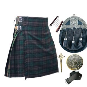 Traditional Scottish Kilt Set – Tartan Kilt with Sporran, Belt, & Accessories | Highland Wear for Men Available in 40+ 13oz Tartan