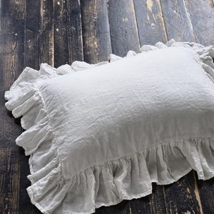 Organic Ruffled Linen Pillow Sham: Soft Flax Pillow Cover