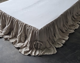 Jupe de lit en lin bio : à volants Shabby Chic Dust