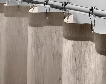 Linen Shower Curtain Stonewashed Fabric Linen Bathroom Curtain Fabric Douche Curtain Bathroom Drape Buttonhole Top