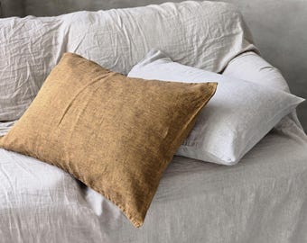 Stonewashed Linen Pillow Cover: Farmhouse Bed Pillowcase, Envelope Closure