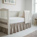 Linen Crib Skirt. Dust Ruffle BedSkirt For Nursery. Custom Size. Crib Valance