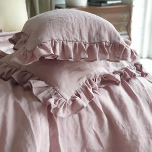 Ruffled Linen Pillow Sham: Organic Farmhouse Style with 4&quot; Frills