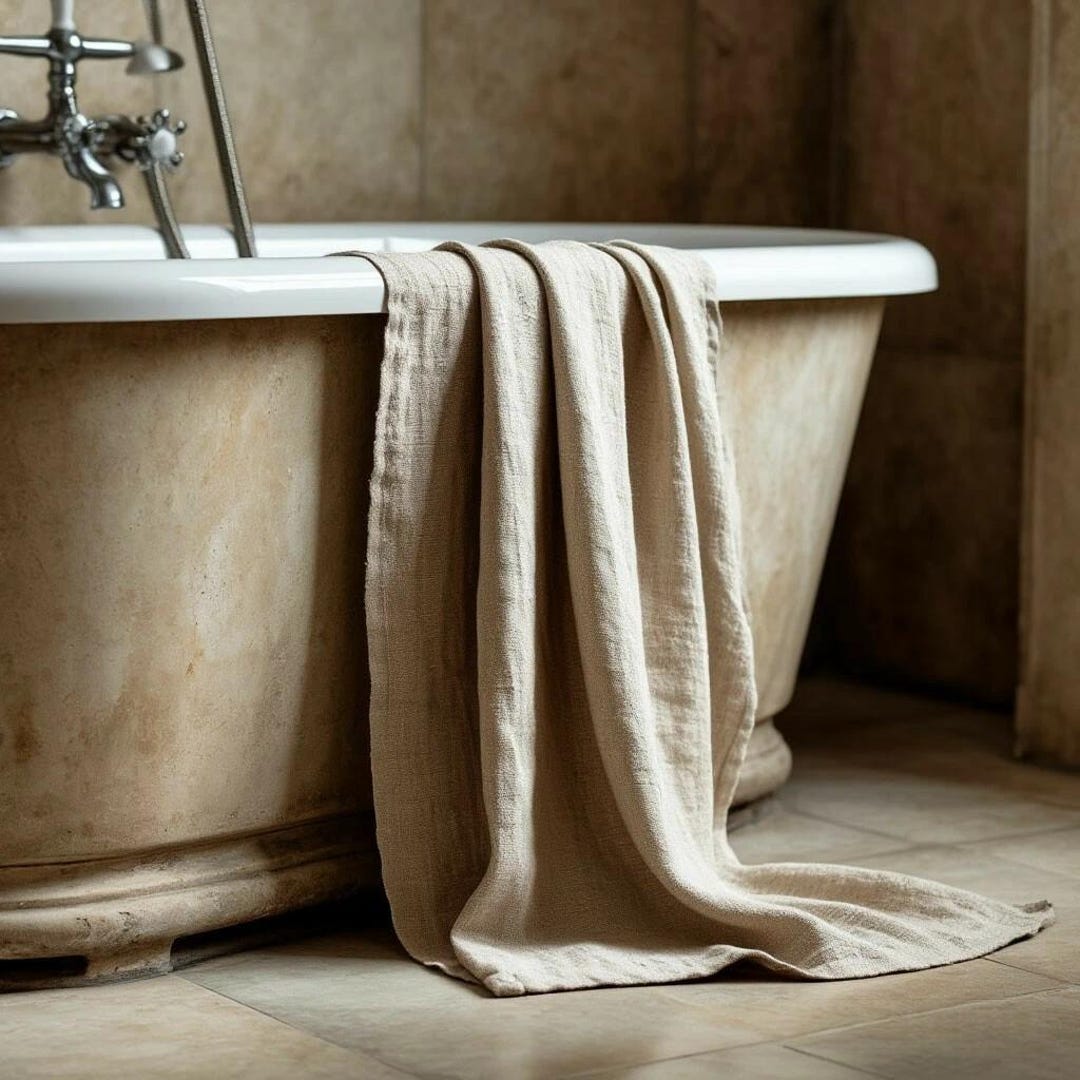Organic Linen Bath Towel. Bathroom Natural Towels. SPA Towels Antibacterial Handmade - Basic towel 23x31", Natural melange