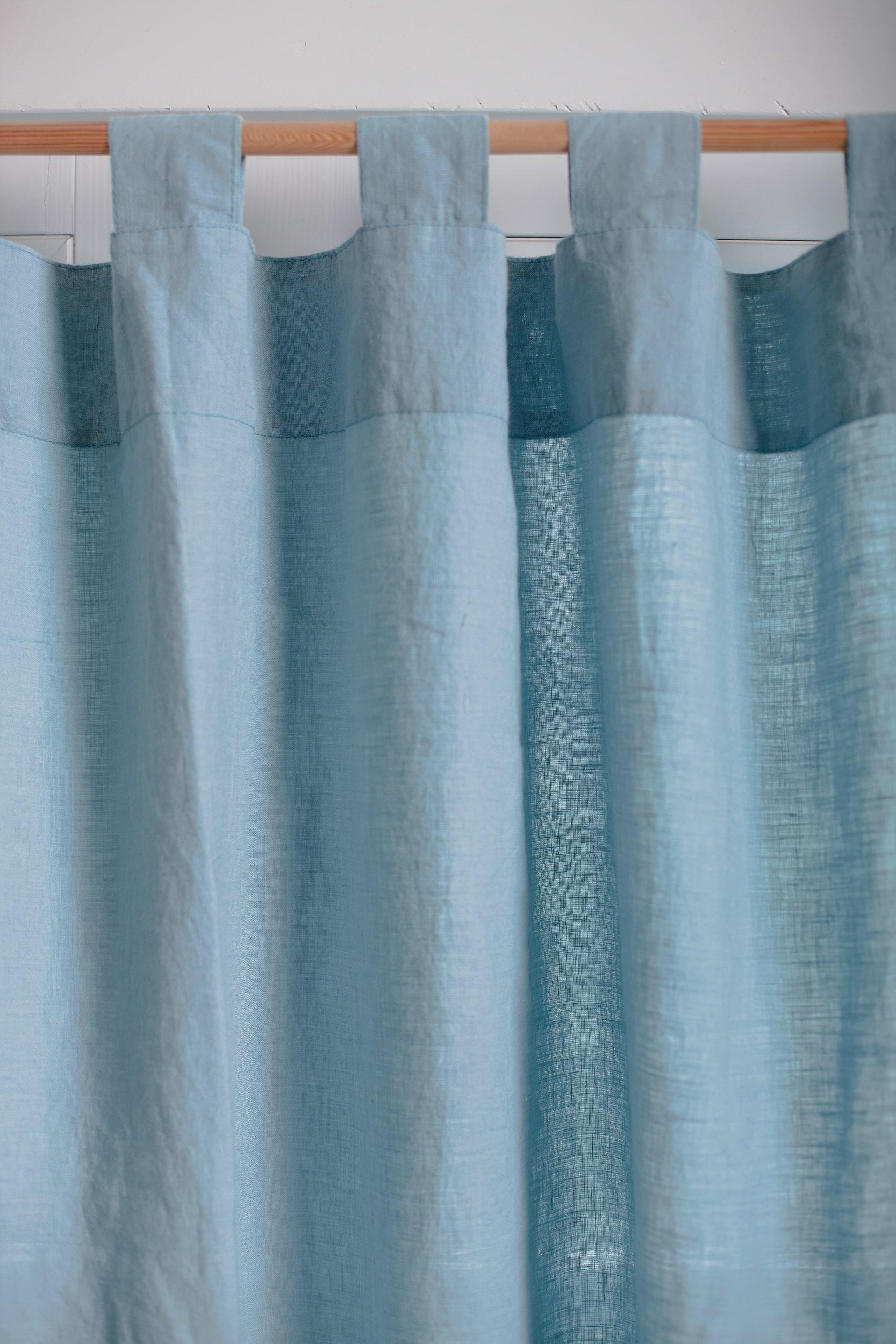 Tab Top Linen Curtain Panel Semi Sheer Linen Drape Soft Linen Window Curtsin Tab Top Panel