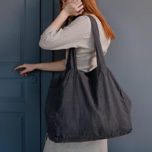 Organic Linen Tote Bag: European Flax, Shabby Chic Shopper