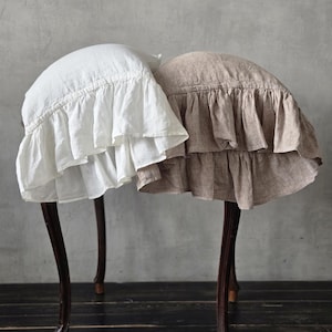 Ruffled Linen Pillow Cover: Shabby Chic Vintage Pillowcase