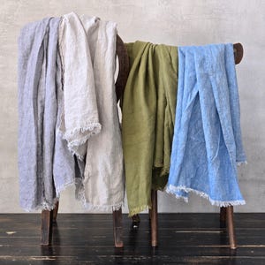 Natural Linen Scarf. Organic Wrap. Stonewashed Shawl