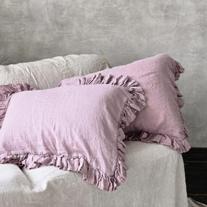 Ruffled Linen Pillow Sham: Shabby Chic Flax Pillowcase