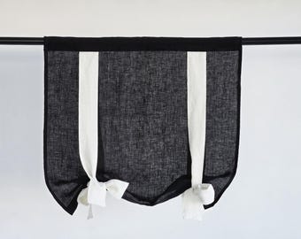 Two-Tone Linen Tie-Up Curtain Panel: Organic Stonewashed Fabric