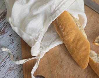 Linen Bread Bag: Reusable Kitchen Storage with Drawstring