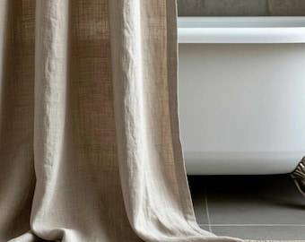 Bio Flachs Duschvorhang. Badezimmer Duschpaneel. Douche Stoff drapieren. Knopfloch & Krawatte Top