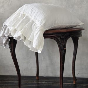 Ruffled Linen Pillow Cover: Shabby Chic Vintage Pillowcase