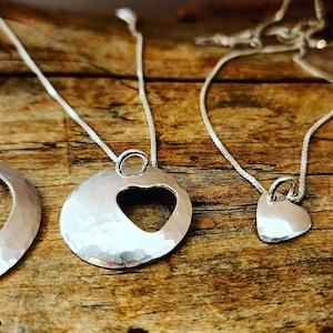 MOTHERS NECKLACE SET - Silver, Brass or Copper Heart Mother Daughter Grandmother Granddaughters Necklace set, 4 piece necklace, Family set