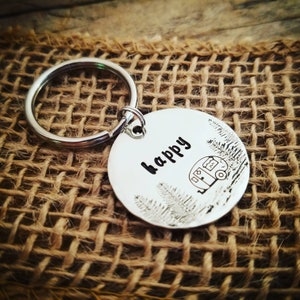 Happy Camper Keychain, Aluminum Keychain, Camping  Keychain