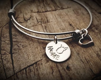 West Virginia Home Sterling Silver Adjustable Bracelet