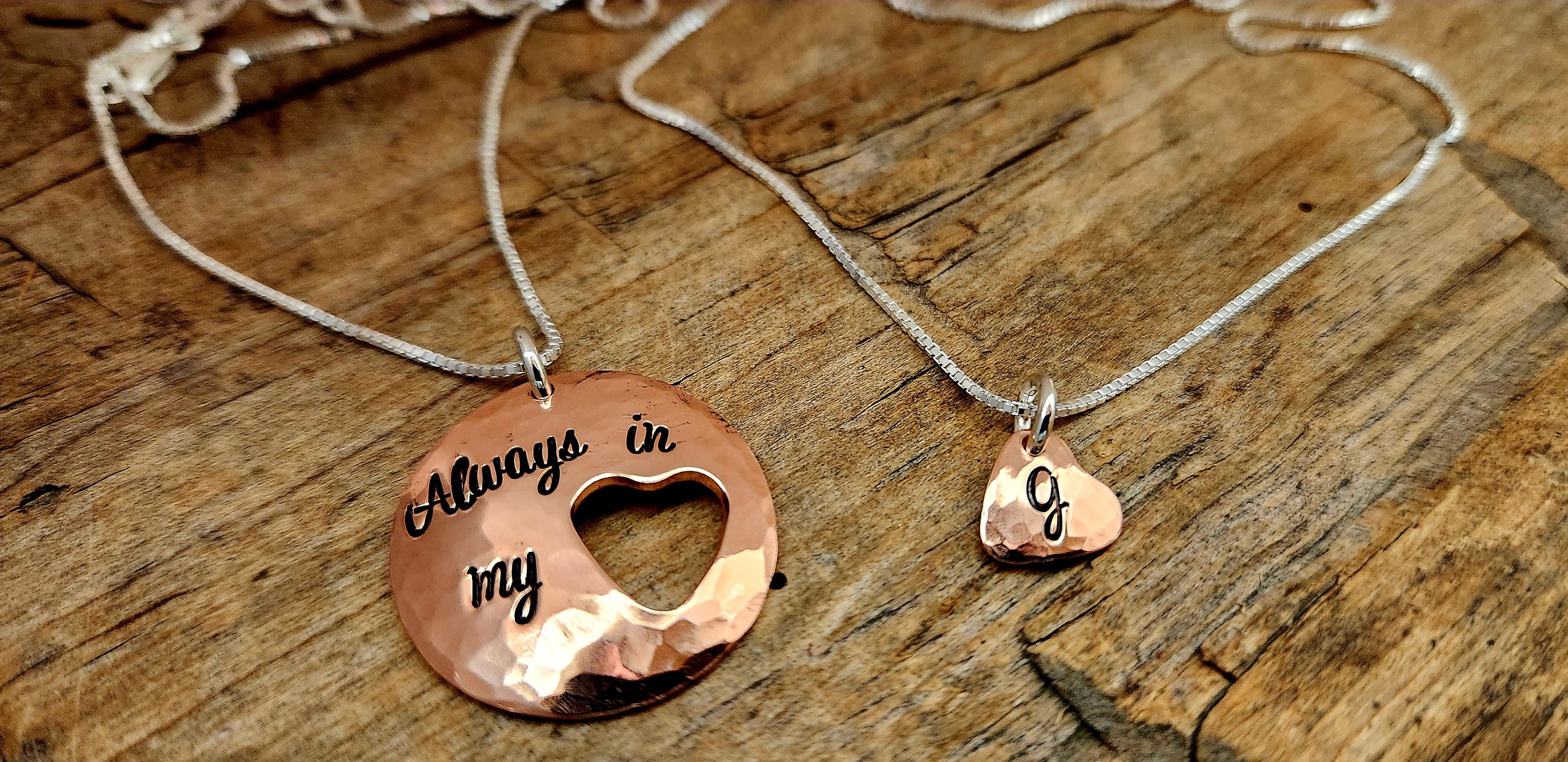 Always in My Heart Copper Sterling Silver Heart Cut-out Mother