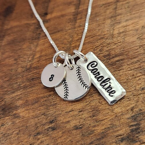 PERSONALIZED SOFTBALL Baseball Necklace Sterling Silver Etsy
