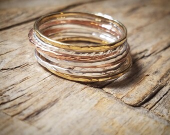 Stack rings in Sterling silver or 14k gold filled