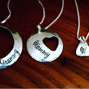 4-pc Silver Necklace Set, Heart Necklace Mother Daughter Grandmother Granddaughter, Family Necklace, Grandmother Necklace Personalized Gift