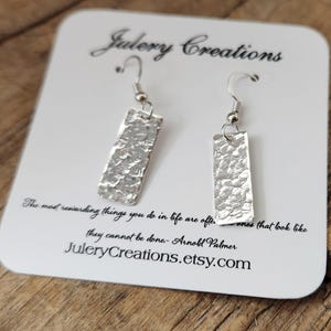 SIMPLICITY BAR  EARRINGS -  Silver Patterned Earrings, Bar Earrings, Classic Silver Earrings, Silver Bar Earrings, Textured Bar, Rectangle