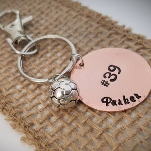 Personalized Soccer Key chain Name and Number, Soccer Gift, Soccer Coach Gift, High School  Athlete, College Athlete, Soccer Team Gift