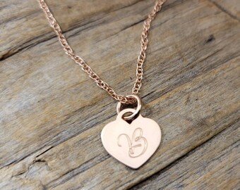 PERSONALIZED HEART 14K Gold or Rose Gold Filled Initial Necklace