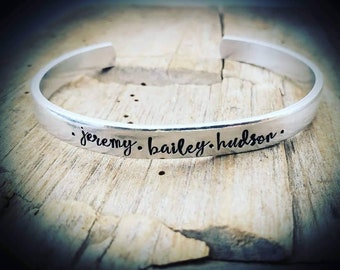 Personalized Aluminum Cuff Bracelet, Hand Stamped Name Bracelet