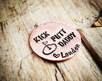 Golf Ball Marker - KICK PUTT DADDY - Gift for Golfer Copper Golf Ball Marker - Father's Day Gift - Golfer Gift - Best By - Ball Marker
