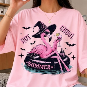 Summerween Vibes Svg, Funny Skeleton Float Halloween Summer Png, Trendy Spooky Flamingo Pool Pumpkins Graphic Tee Cricut Digital Download