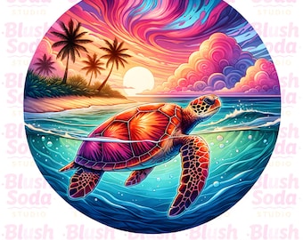 Turtle Png, Sea Turtle Png, Ocean Animal Png, Boho Floral Sea Turtle Png, Summer Toddler Png, Cute Turtle, Commercial Use