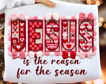 Jesús es la razón de la temporada png, Navidad png, Navidad preppy png, Navidad png, Navidad retro png, Cuadros rojos png