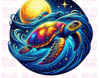 Turtle Png, Sea Turtle Png, Ocean Animal Png, Boho Floral Sea Turtle Png, Summer Toddler Png, Cute Turtle, Commercial Use