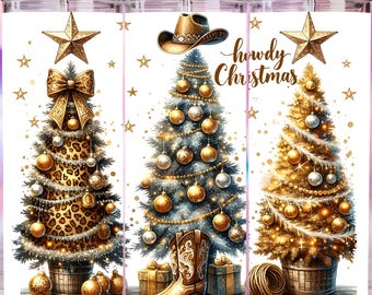 Seamless Country Western Christmas Tumbler Wrap, 20oz Skinny Tumbler Digital Download PNG, Western Christmas Sublimation Design