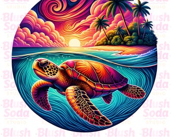 Sea Turtle Png, Sublimation Design, Summer Png, Ocean Sublimation, Tropical Flowers Png, T-Shirt Design, Instant Digital Download Png, DTF