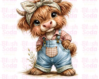 Ostern Highland Kuh png, Ostern Mama Png, Highlander Mutter, Girly Ostern, süße Highland Kuh, Kunstgarn png, Ostern png, lustige Highland Kuh