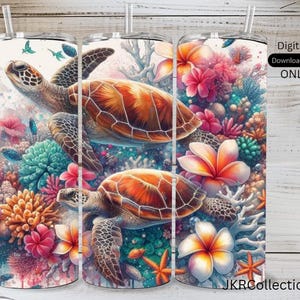 Turtle Tumbler Wrap: Sea Life Sublimation Design (Digital Download)