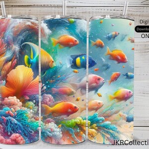 fish Tumbler  wrap , 20 OZ Tumbler Design wrap ,sublimation, turtle  png  sea tumbler Design   ,