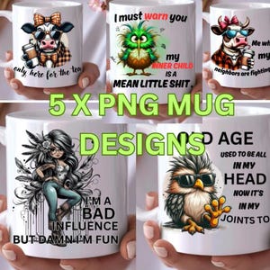Funny Sarcastic Coffee Mug PNG Bundle: Sublimation Designs (Digital Download)