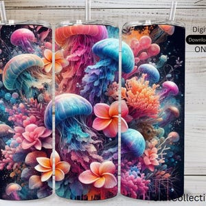 jelly fish wrap , 20 OZ Tumbler Design wrap ,sublimation, turtle  png  sea tumbler Design