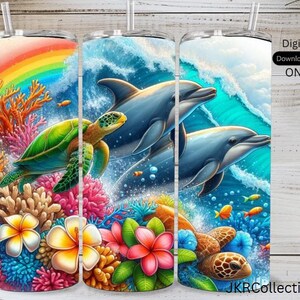 Dolphin Turtle Tumbler Wrap: Sea Design (Digital Download)