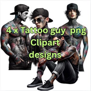 tattoo guy  Clipart bundle PNG clipart, coffee drinker PNG, tattoo girl, girl with hoodie, bad ass. Crafts, sublimation